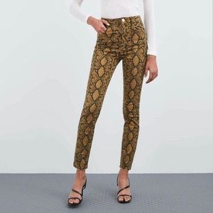 Zara Hi-Rise Skinny Snakeskin Print Jeans NWT